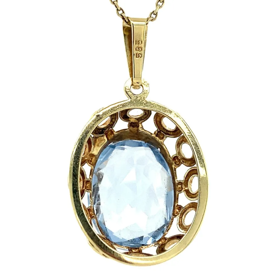 gold_pendant_with_blue_sp_4-1.webp Gold pendant with blue spinel 14 krt>Vintage Jewellery Best