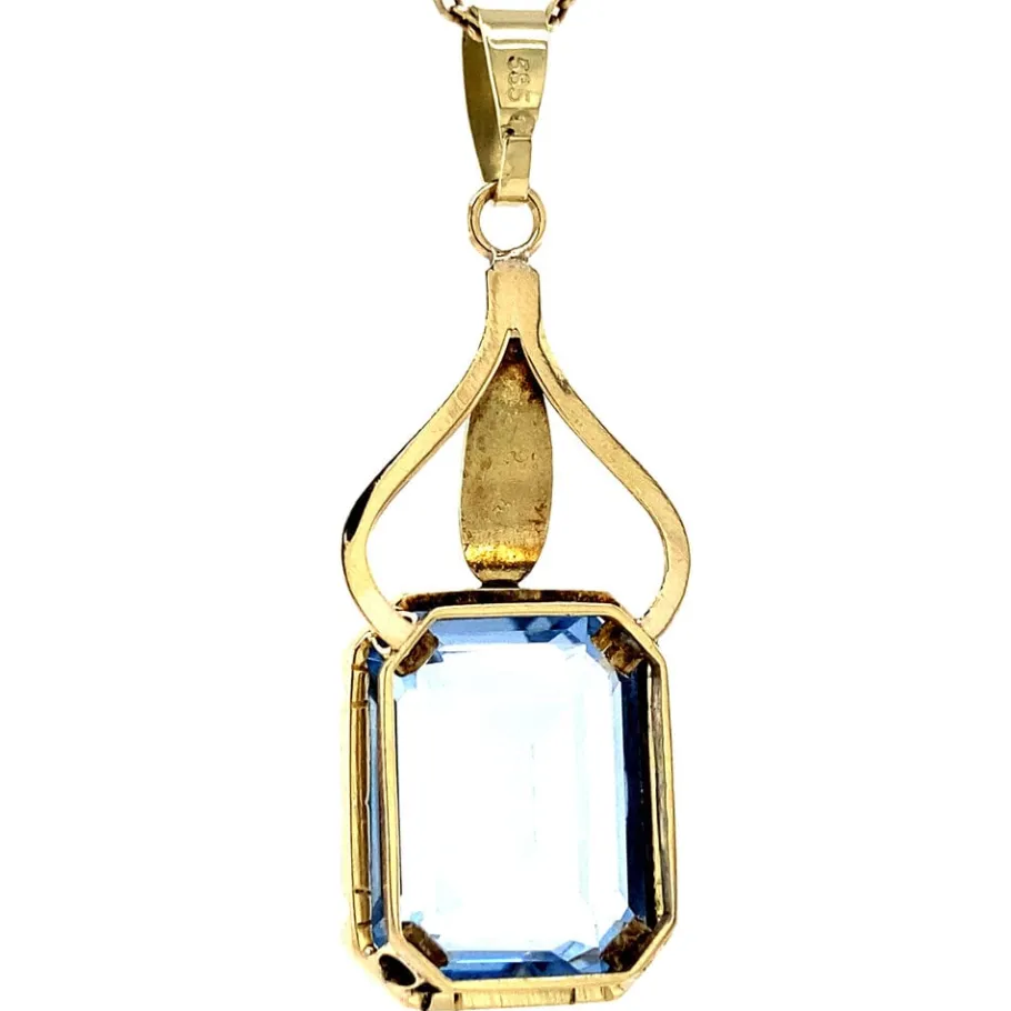gold_pendant_with_blue_sp_4.webp Gold pendant with blue spinel 14 krt>Vintage Jewellery New