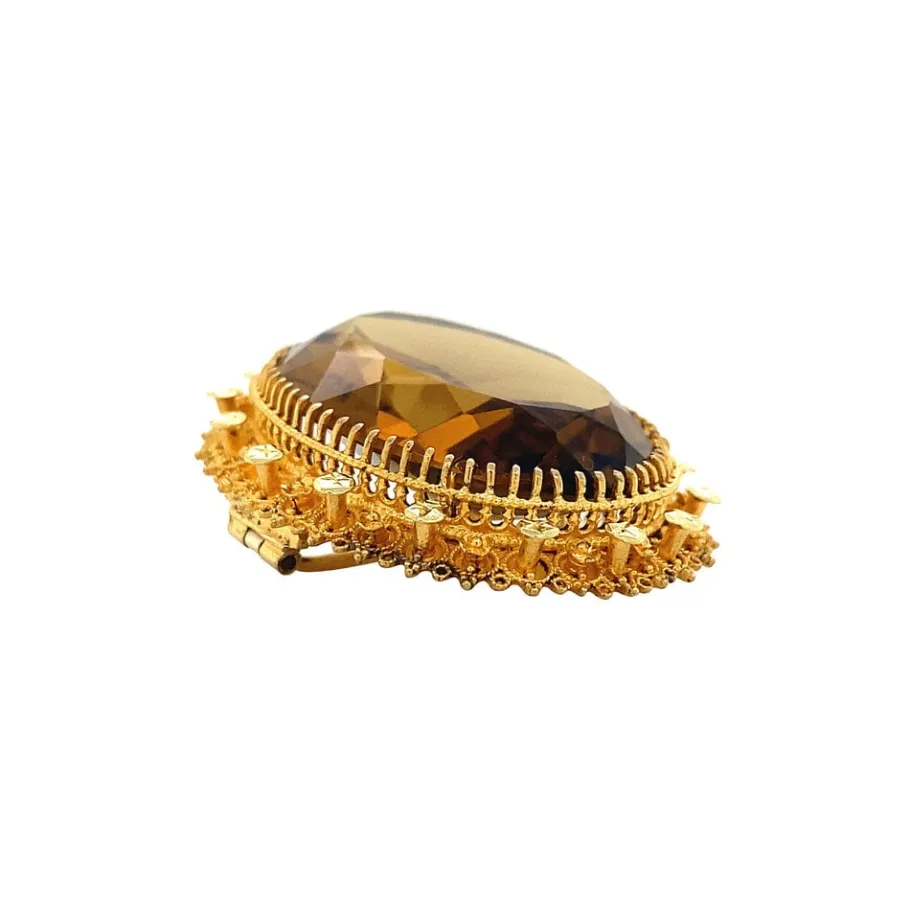 gold_pendant_with_brown_g_2.webp Gold pendant with brown glass 14 krt>Vintage Jewellery Hot