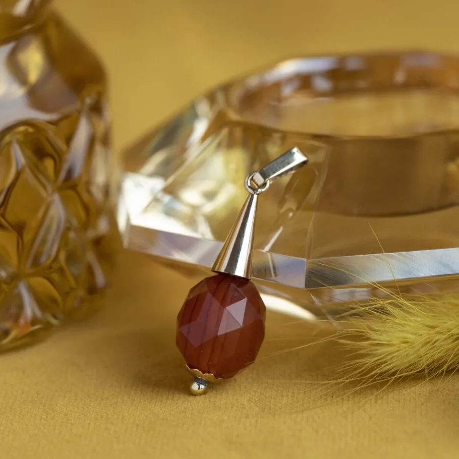 Gold pendant with carnelian 14 krt>Vintage Jewellery Online