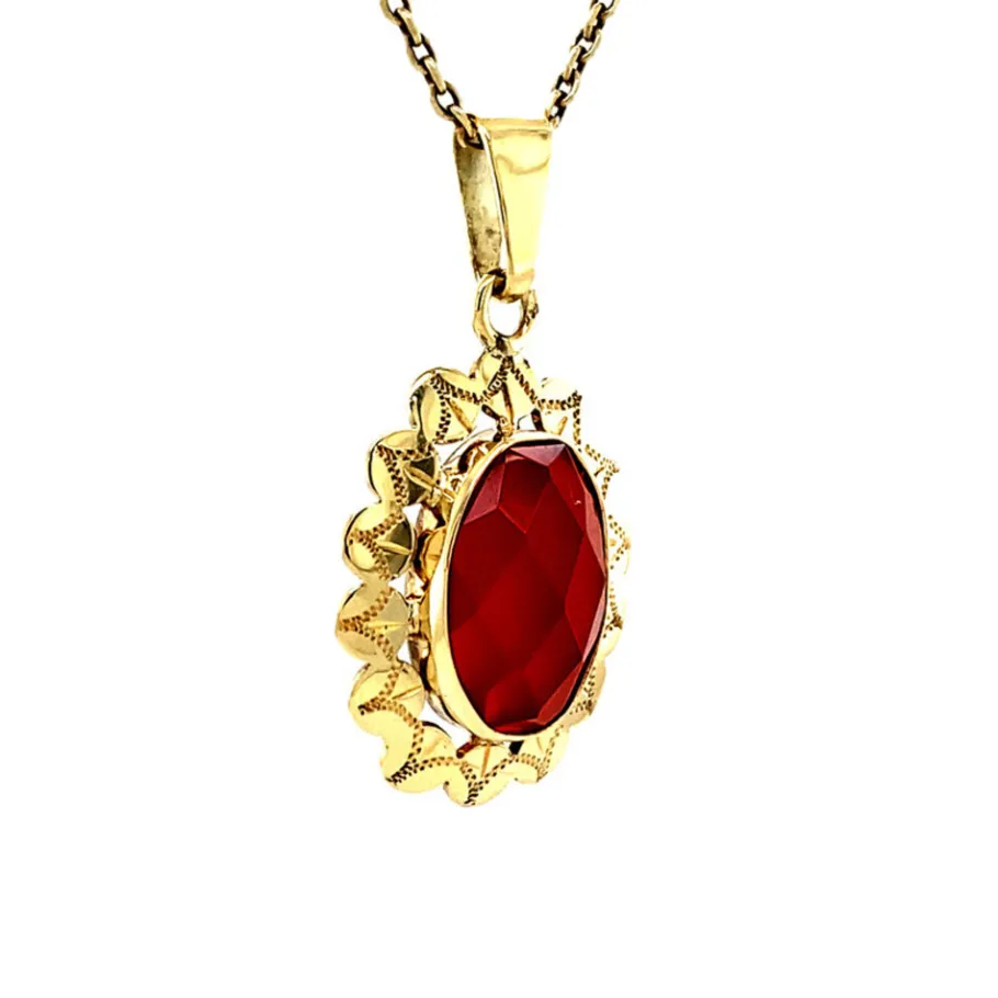 gold_pendant_with_carneli_2-1.webp Gold pendant with carnelian 14 krt>Vintage Jewellery Discount