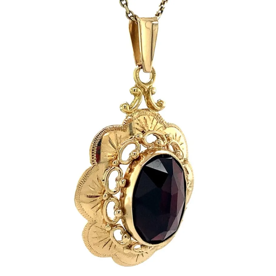 gold_pendant_with_garnet__2-12.webp Gold pendant with garnet 14 krt>Vintage Jewellery Clearance