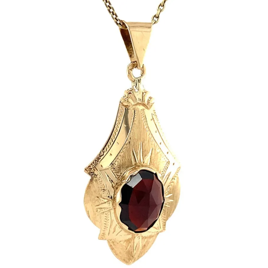 gold_pendant_with_garnet__2-13.webp Gold pendant with garnet 14 krt>Vintage Jewellery Online