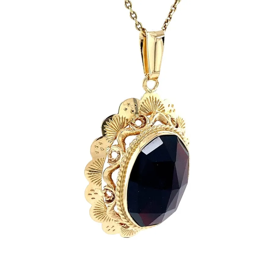 gold_pendant_with_garnet__2-28.webp Gold pendant with garnet 14 krt>Vintage Jewellery Online