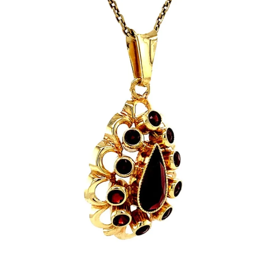 gold_pendant_with_garnet__2-8.webp Gold pendant with garnet 14 krt>Vintage Jewellery Outlet