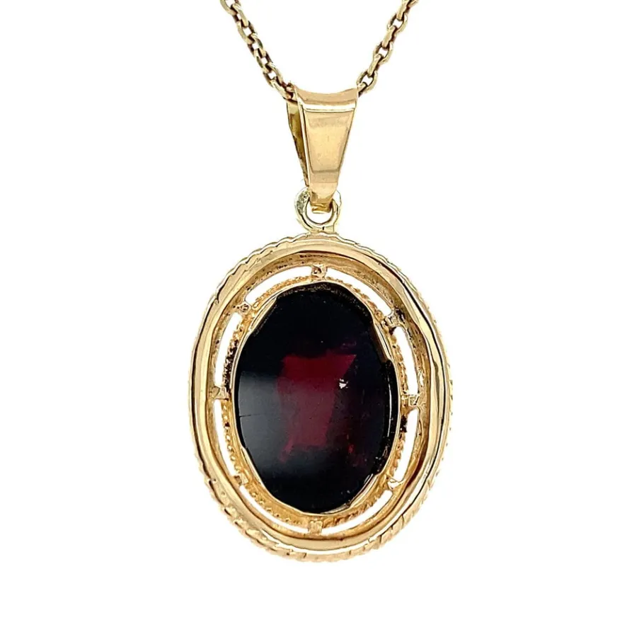 gold_pendant_with_garnet__4-22.webp Gold pendant with garnet 14 krt>Vintage Jewellery Outlet