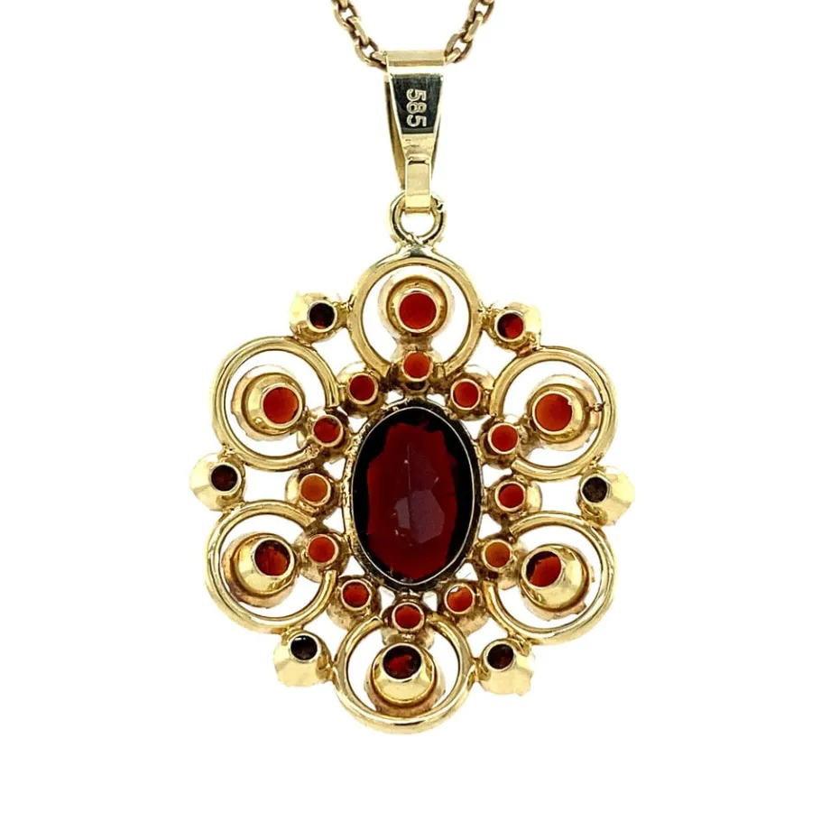 gold_pendant_with_garnet__4-25.webp Gold pendant with garnet 14 krt>Vintage Jewellery Clearance