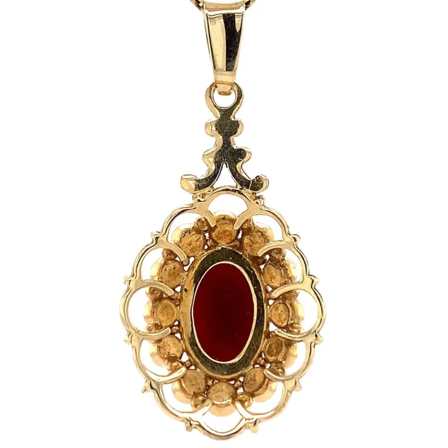gold_pendant_with_garnet__4-27.webp Gold pendant with garnet 14 krt>Vintage Jewellery Online