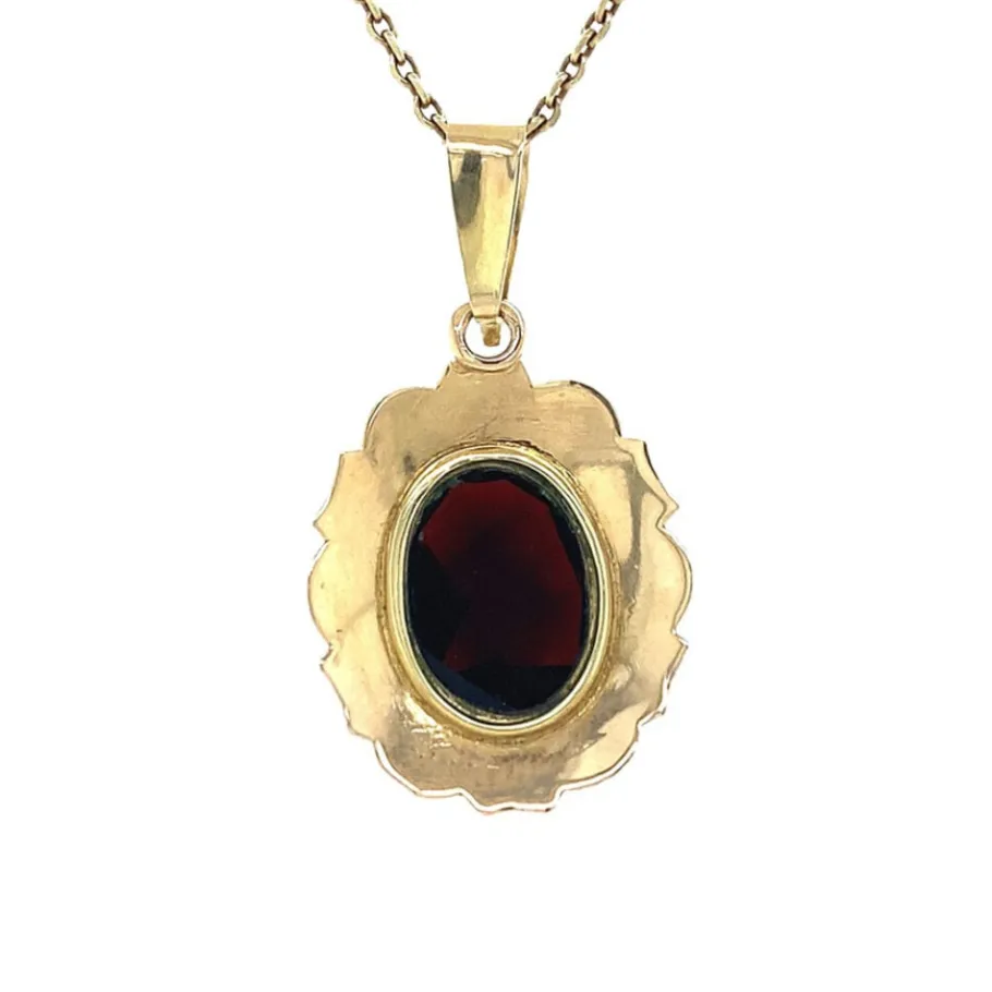 gold_pendant_with_garnet__4-30.webp Gold pendant with garnet 14 krt>Vintage Jewellery Online