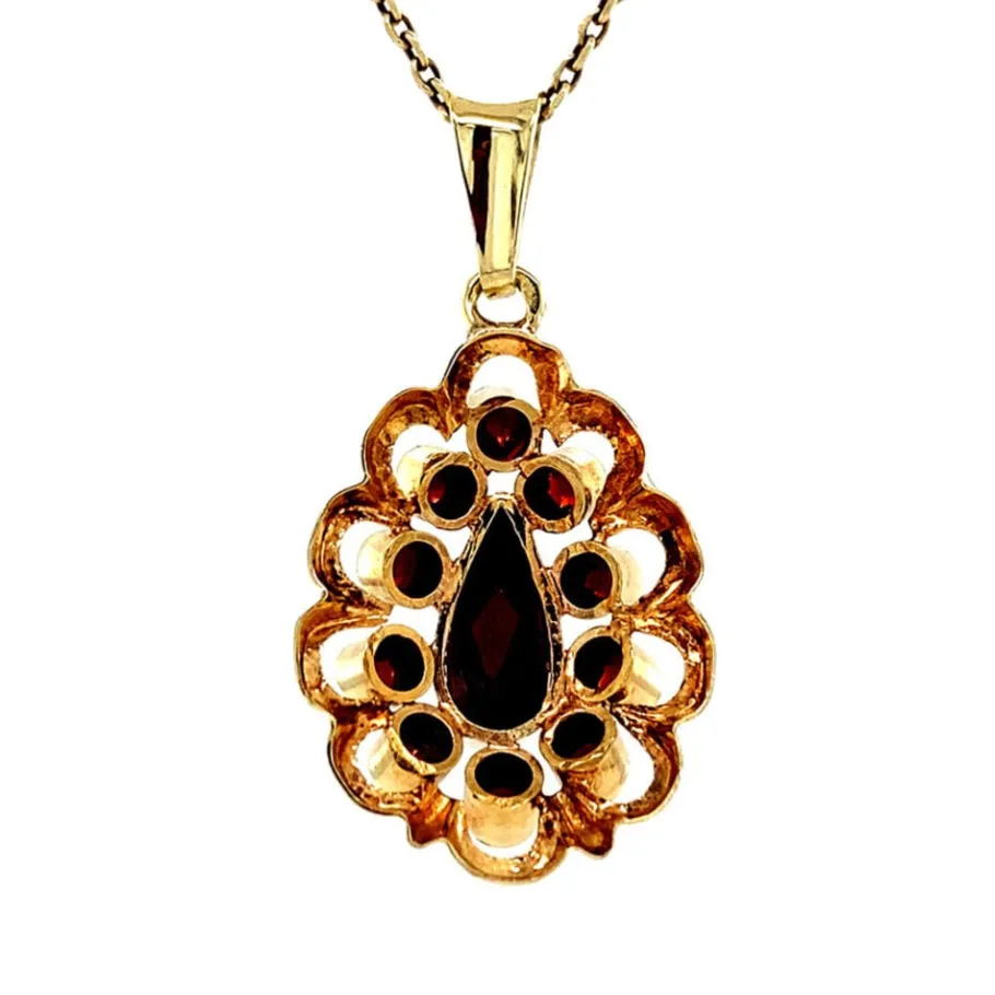 gold_pendant_with_garnet__4-8.webp Gold pendant with garnet 14 krt>Vintage Jewellery Outlet