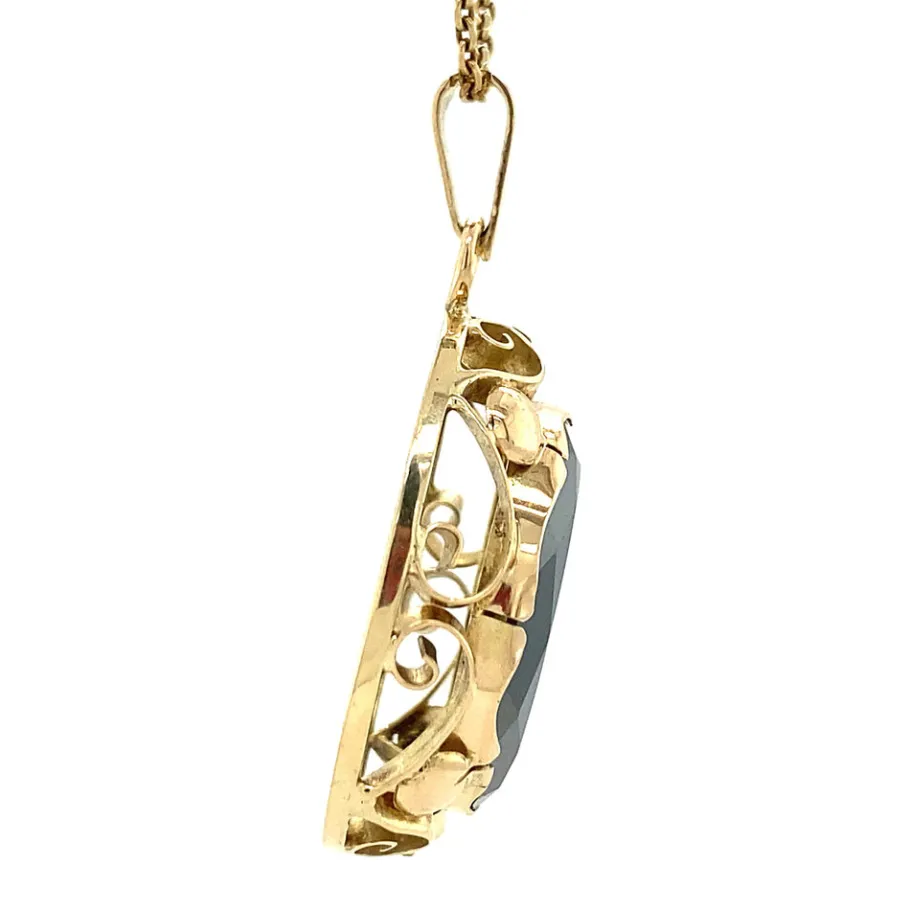 gold_pendant_with_haemati_3.webp Gold pendant with haematite 14 krt>Vintage Jewellery Hot