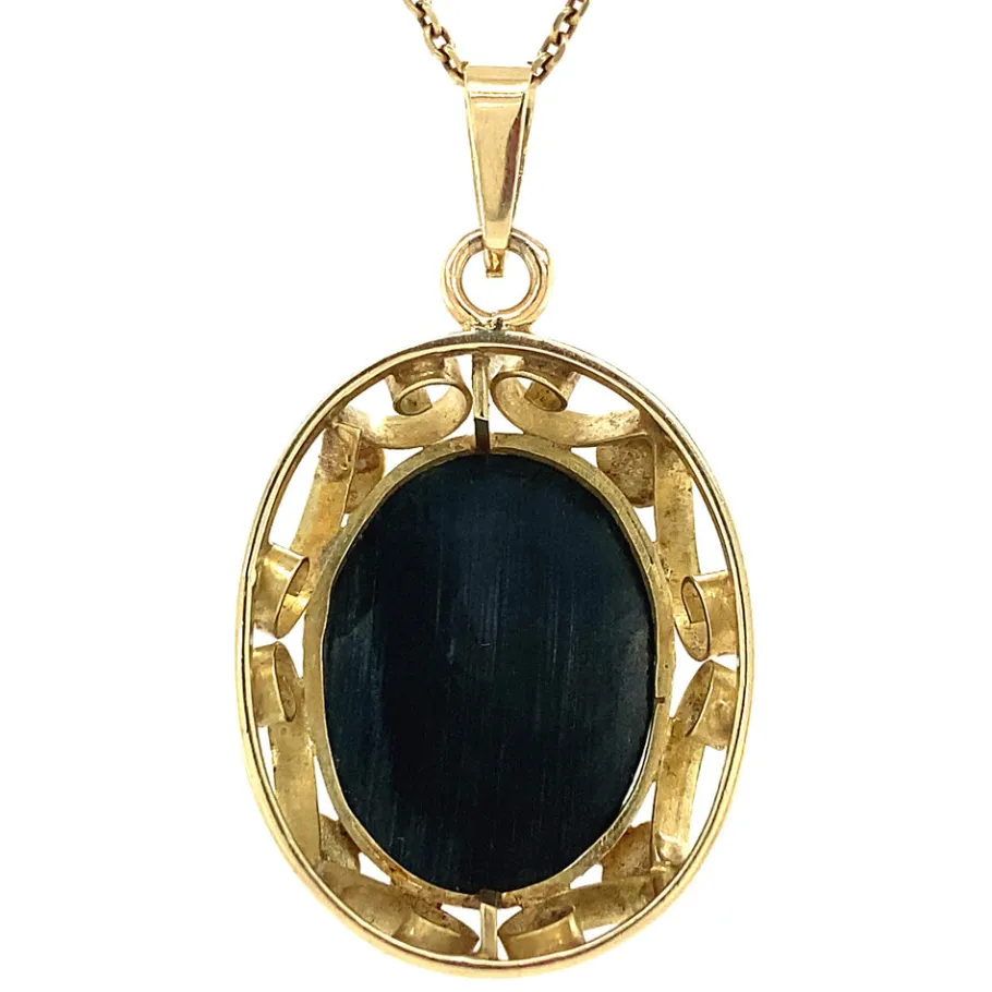 gold_pendant_with_haemati_4.webp Gold pendant with haematite 14 krt>Vintage Jewellery Hot