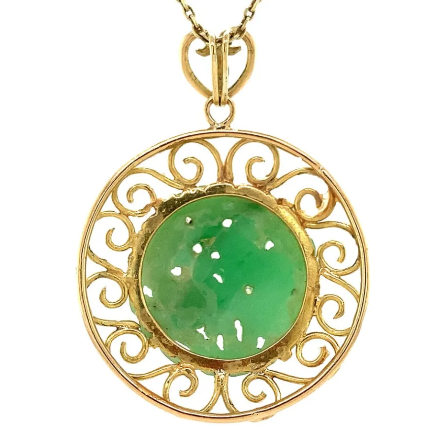 gold_pendant_with_jade__k_4.webp Gold pendant with jade 14 krt>Vintage Jewellery Sale