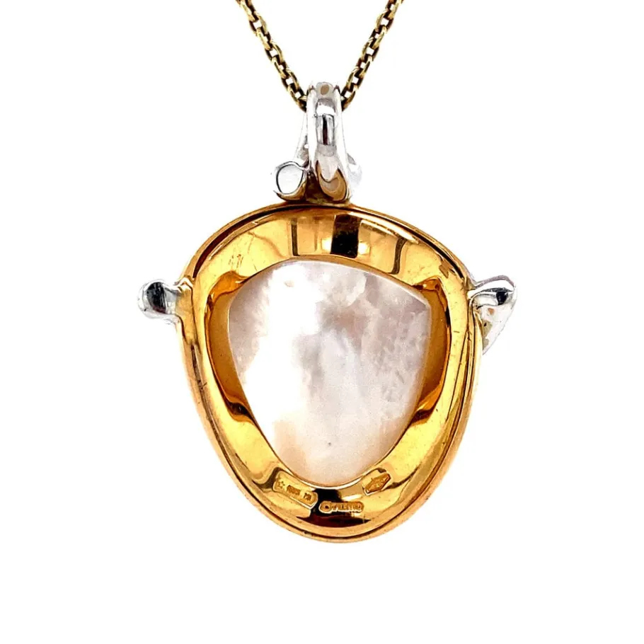 gold_pendant_with_mother__4.webp Gold pendant with mother of pearl and diamond 18 krt>Vintage Jewellery Best