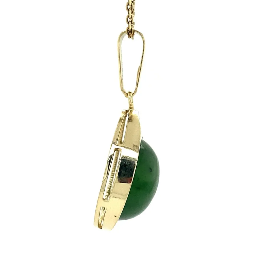 gold_pendant_with_nephrit_3.webp Gold pendant with nephrite 14 krt>Vintage Jewellery Clearance