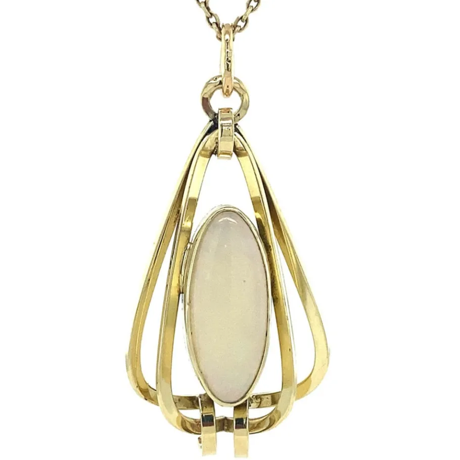 Gold pendant with opal 14 krt>Vintage Jewellery Best
