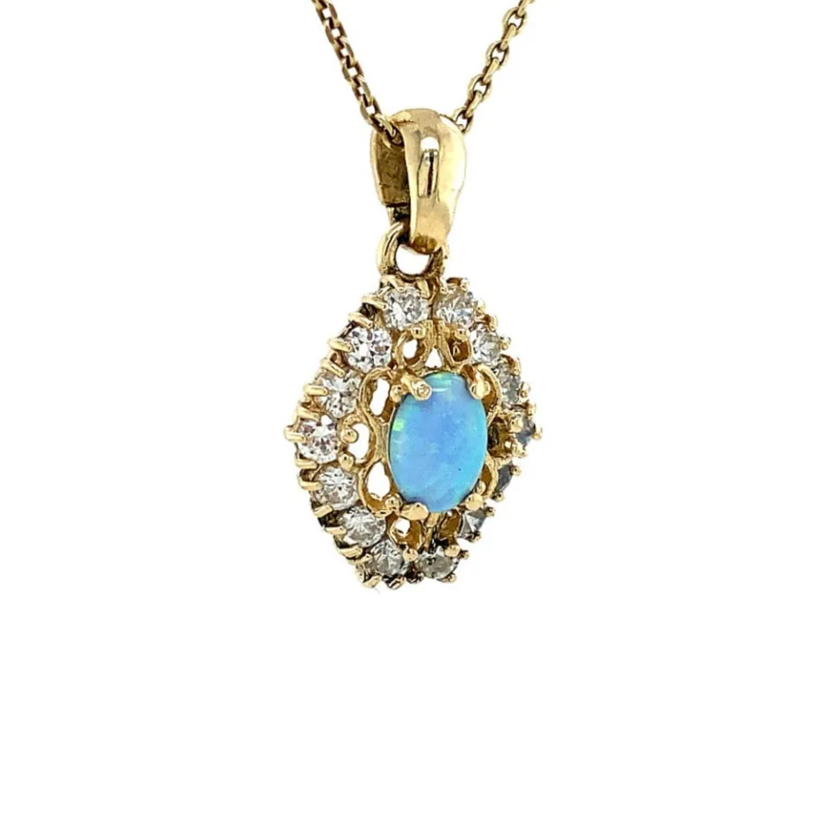 gold_pendant_with_opal_an_2.webp Gold pendant with opal and zirconia 14 krt>Vintage Jewellery Fashion