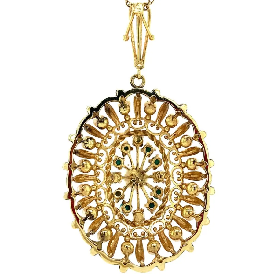 gold_pendant_with_pearl_a_4.webp Gold pendant with pearl and turquoise 14 krt>Vintage Jewellery Outlet
