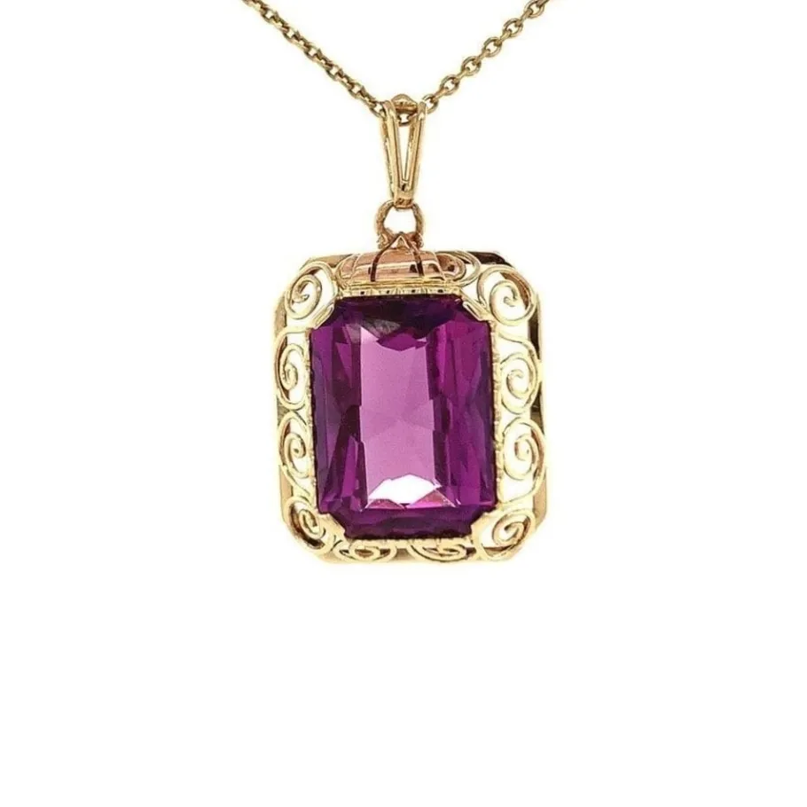 Gold pendant with sapphire 14 krt>Vintage Jewellery Hot