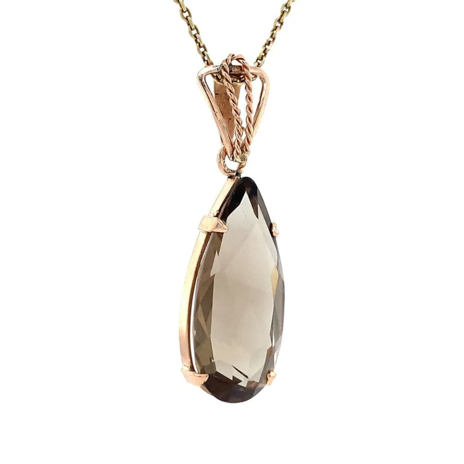 gold_pendant_with_smoky_q_2-1.webp Gold pendant with smoky quartz 14 krt>Vintage Jewellery Online