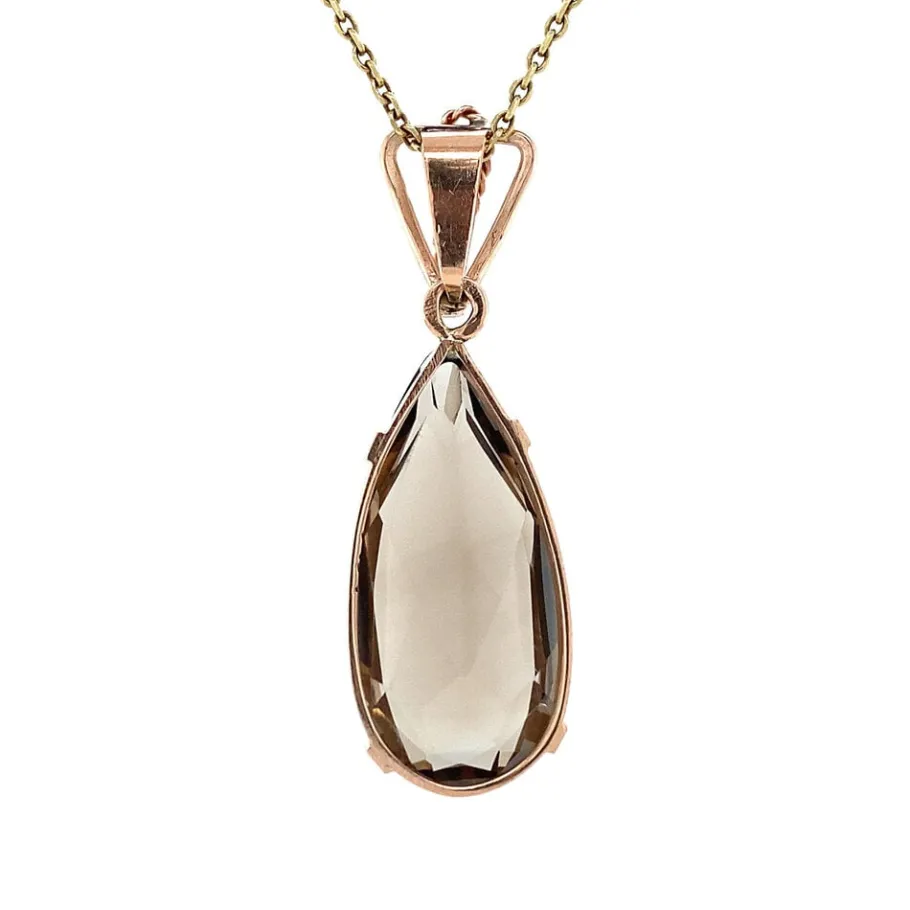 gold_pendant_with_smoky_q_4-1.webp Gold pendant with smoky quartz 14 krt>Vintage Jewellery Online