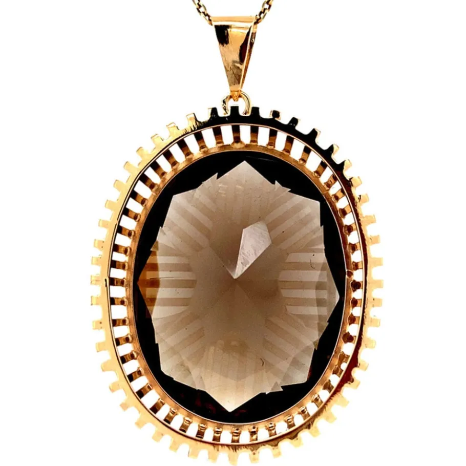 gold_pendant_with_smoky_q_4.webp Gold pendant with smoky quartz 14 krt>Vintage Jewellery Clearance