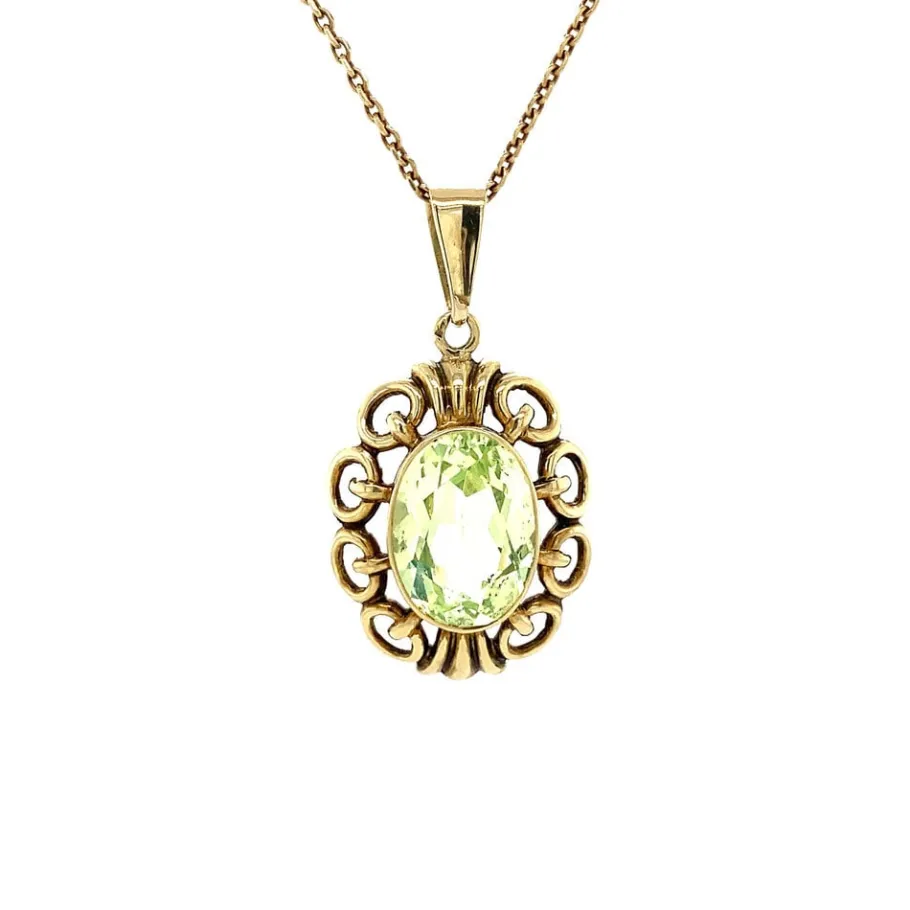 Gold pendant with spinel 14 krt>Vintage Jewellery Online