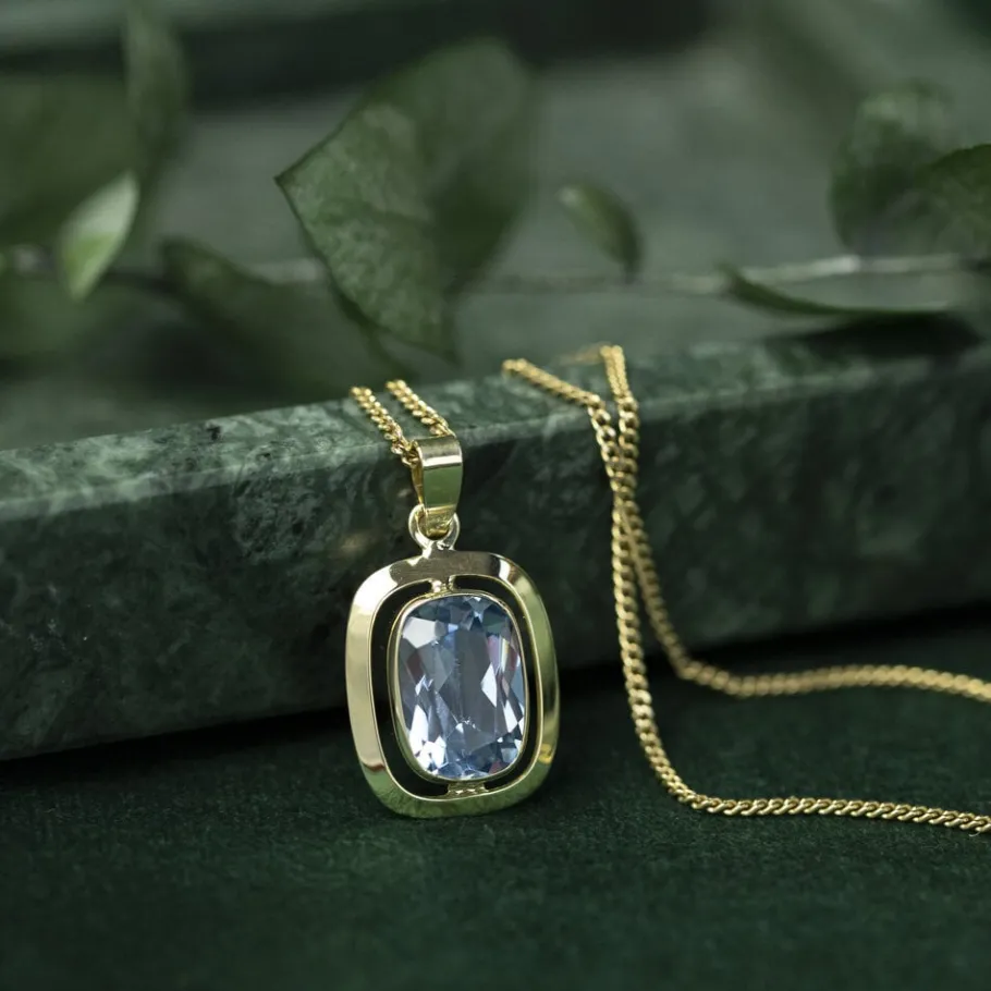 Gold pendant with spinel 14 krt>Vintage Jewellery New