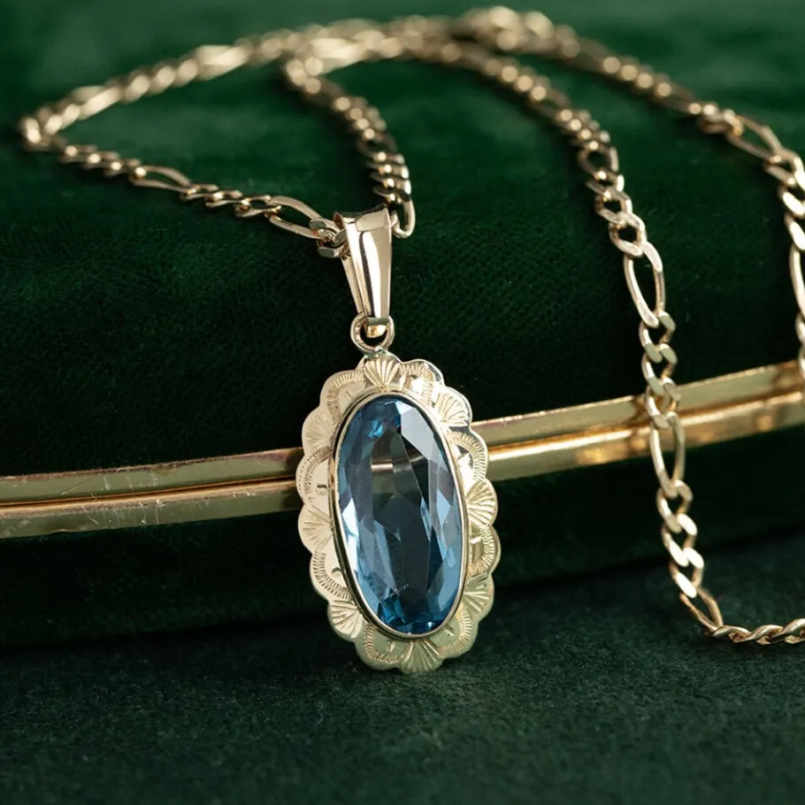 Gold pendant with spinel 14 krt>Vintage Jewellery Sale