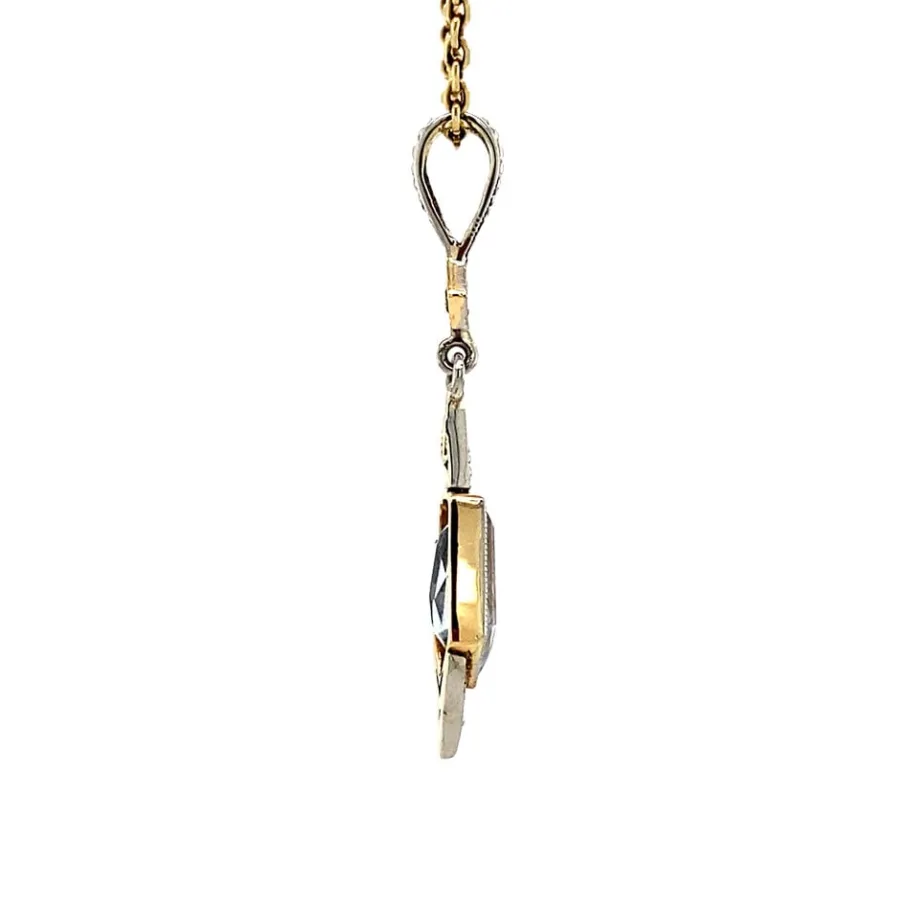 gold_pendant_with_spinel__3-1.webp Gold pendant with spinel and rose diamond 14 krt>Vintage Jewellery New