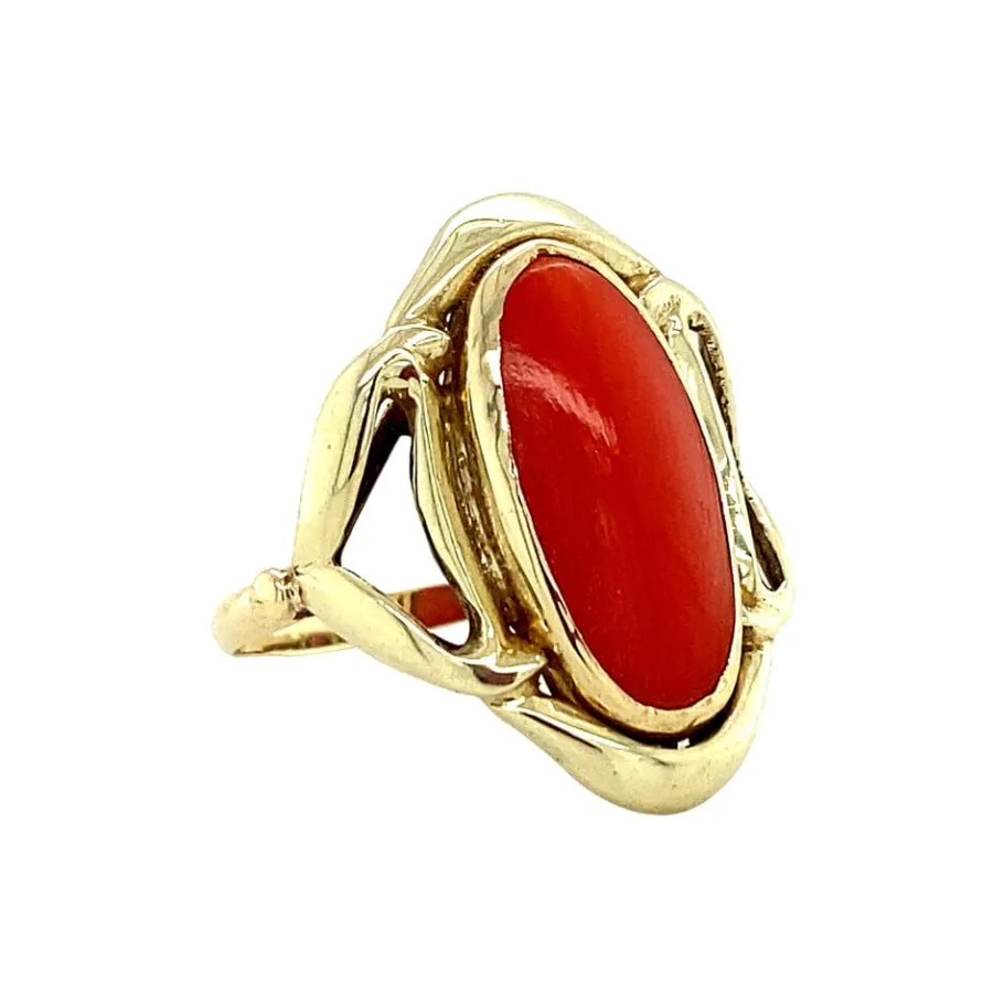 gold_ring_with_blood_cora_2-10.webp Gold ring with blood coral 14 krt>Vintage Jewellery Online