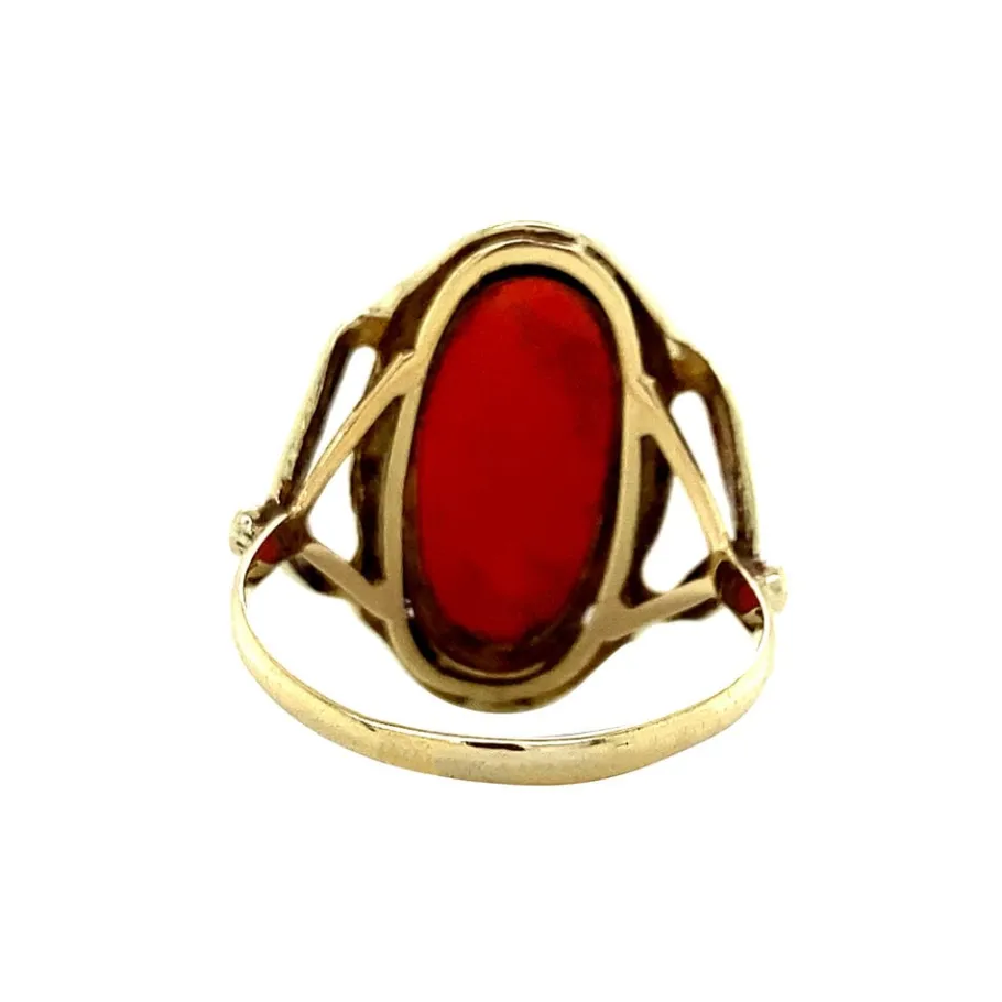 gold_ring_with_blood_cora_4-10.webp Gold ring with blood coral 14 krt>Vintage Jewellery Online