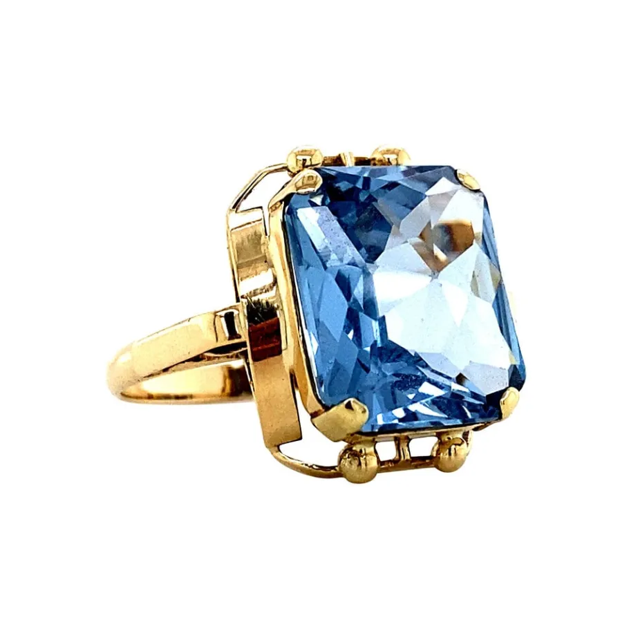 gold_ring_with_blue_spine_2.webp Gold ring with blue spinel 14 krt>Vintage Jewellery Fashion