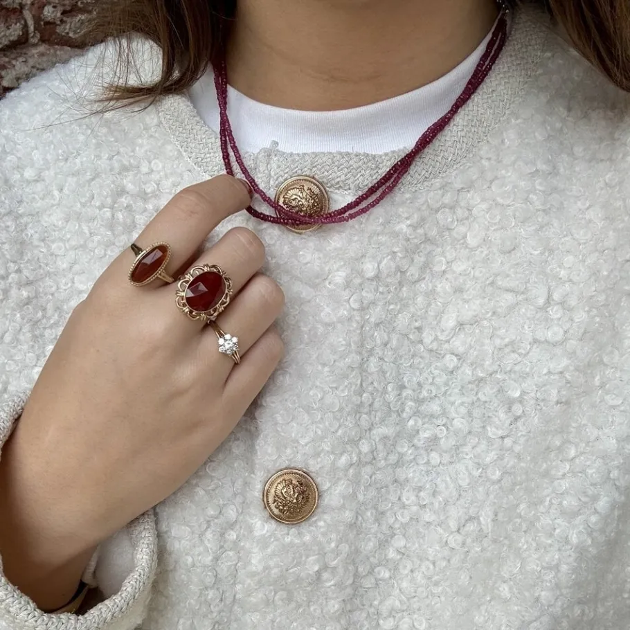 Gold ring with carnelian 14 krt>Vintage Jewellery Outlet