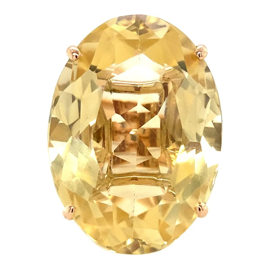 Gold ring with citrine 18 krt>Vintage Jewellery Online