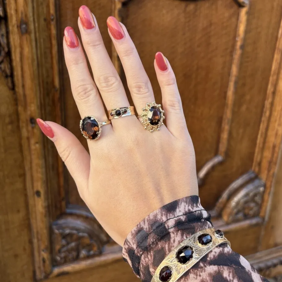Gold ring with colour stone 14 krt>Vintage Jewellery Hot