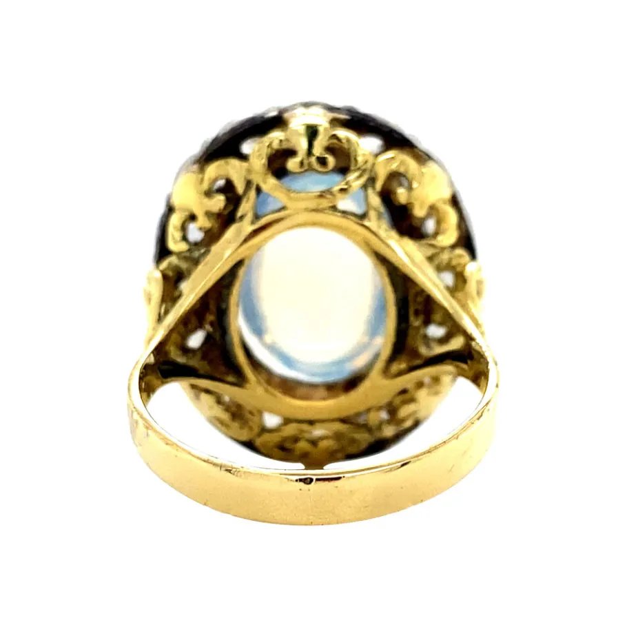 gold_ring_with_coloured_s_4.webp Gold ring with coloured stone and rose diamond 18 krt/925>Vintage Jewellery Outlet