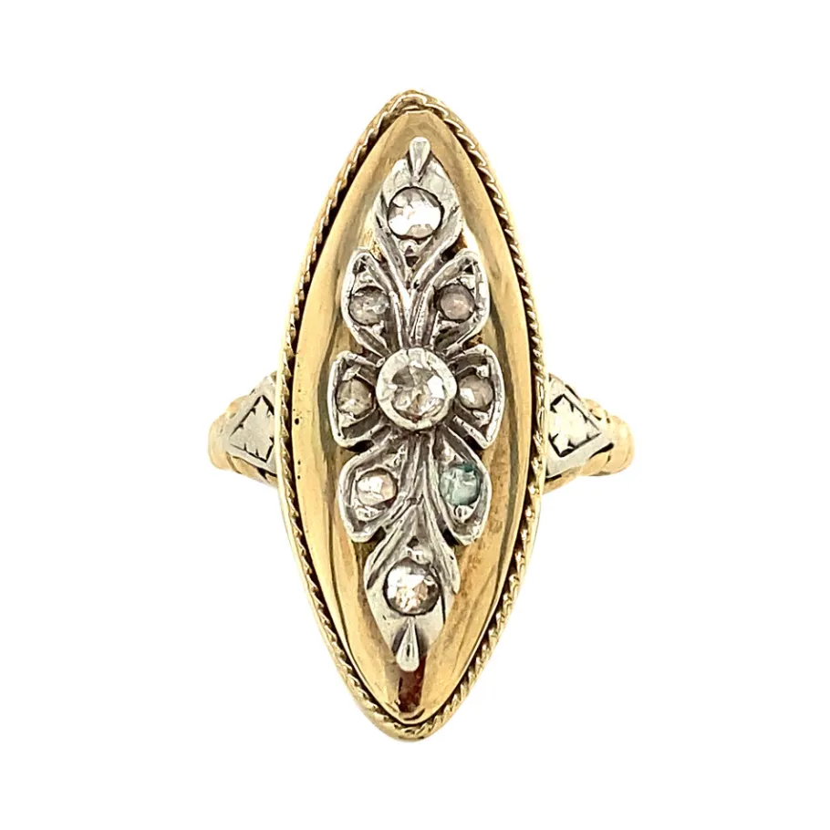 Gold ring with diamond 14 krt/925>Vintage Jewellery Outlet