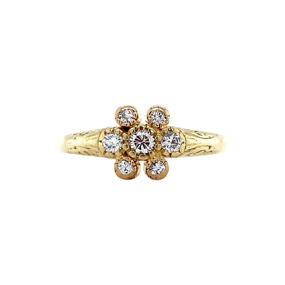 Gold ring with diamonds 14 krt>Vintage Jewellery Sale