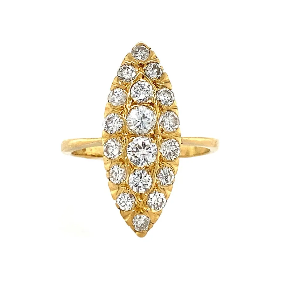 Gold ring with diamonds 18 krt>Vintage Jewellery Online