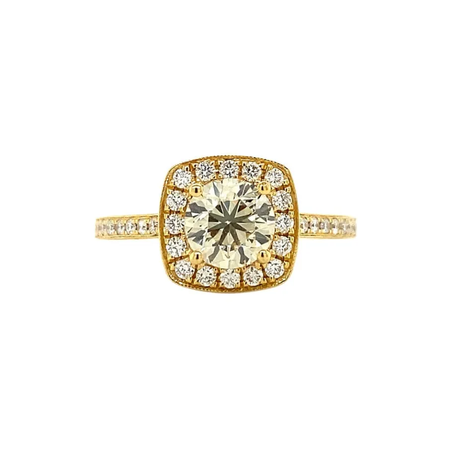 Gold ring with diamonds 18 krt>Vintage Jewellery Clearance