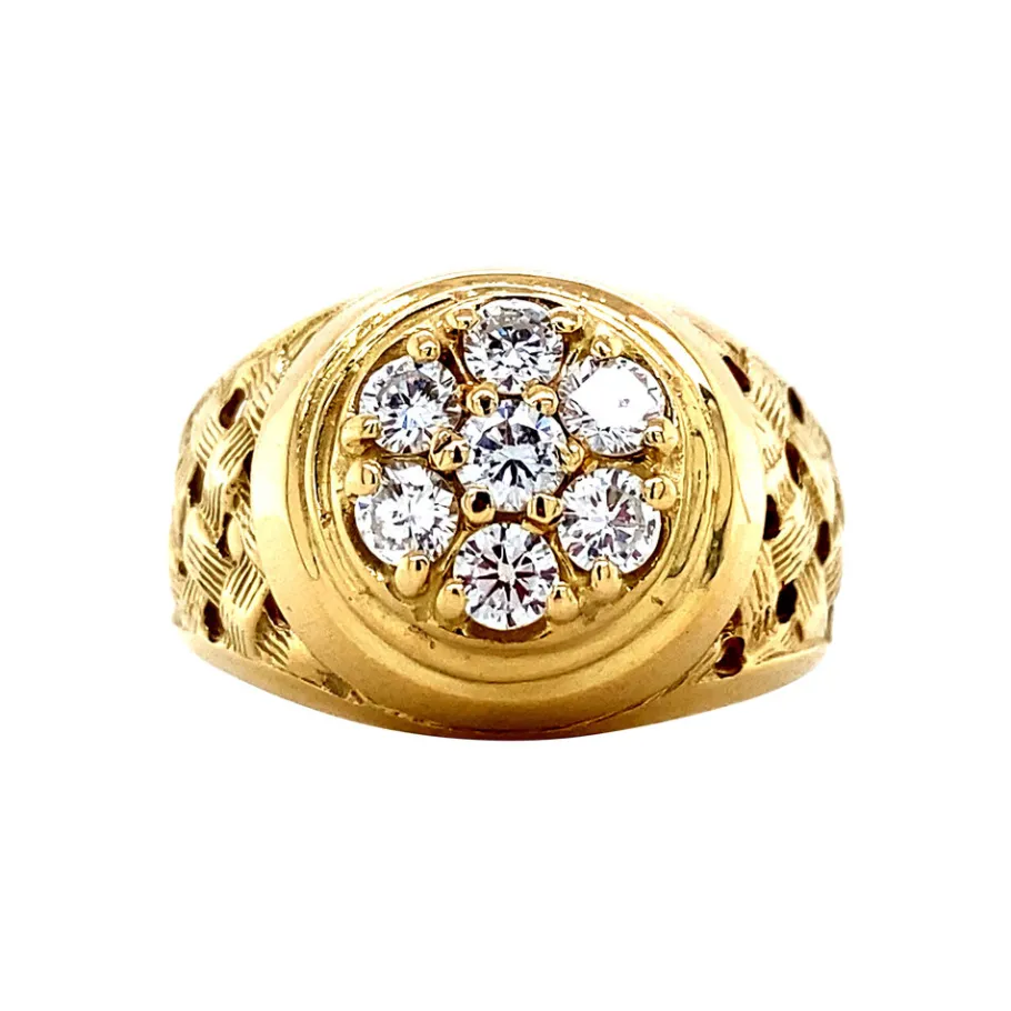 Gold ring with diamonds 14 krt>Vintage Jewellery Discount