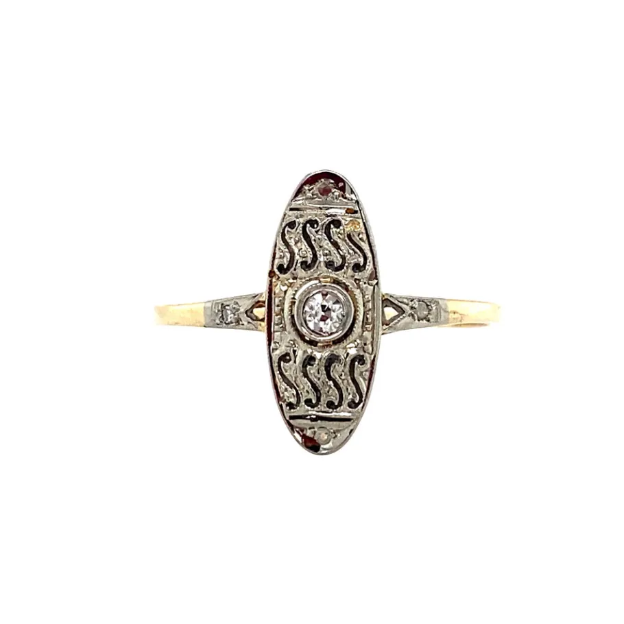 Gold ring with diamonds 14 krt>Vintage Jewellery Discount