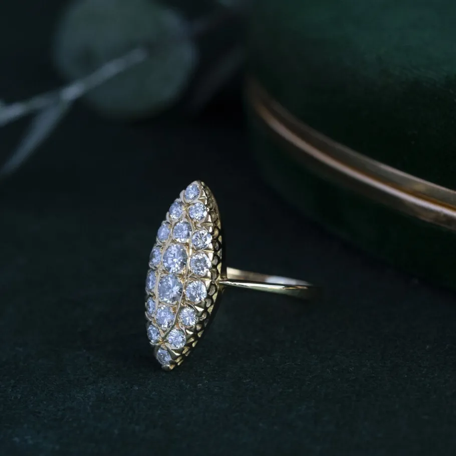 Gold ring with diamonds 18 krt>Vintage Jewellery Online