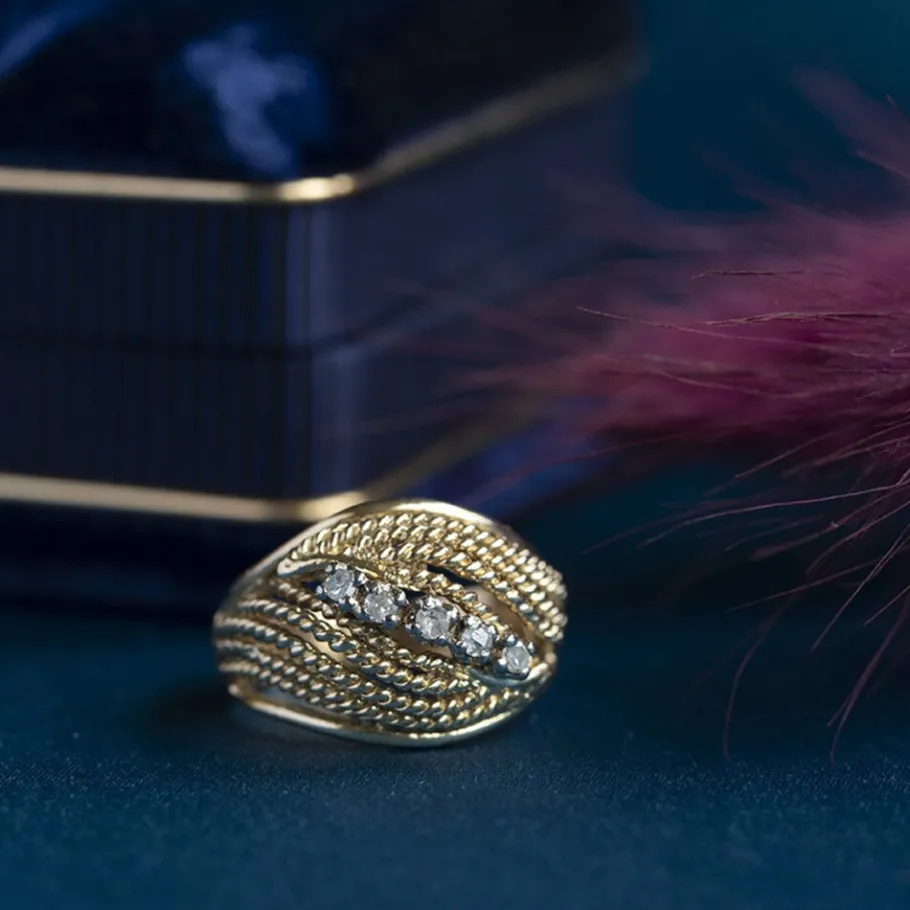 Gold ring with diamonds 18 krt>Vintage Jewellery Discount