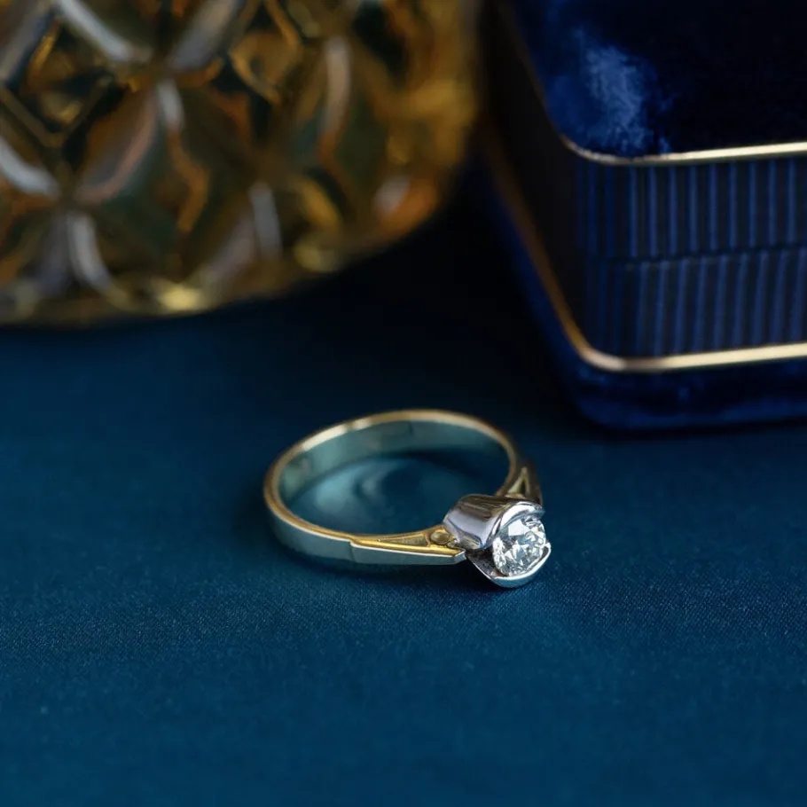 Gold ring with diamonds 18 krt>Vintage Jewellery Hot