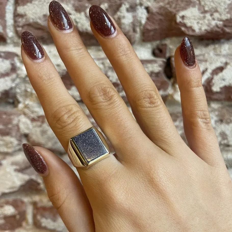 Gold ring with gold stone 14 krt>Vintage Jewellery Best