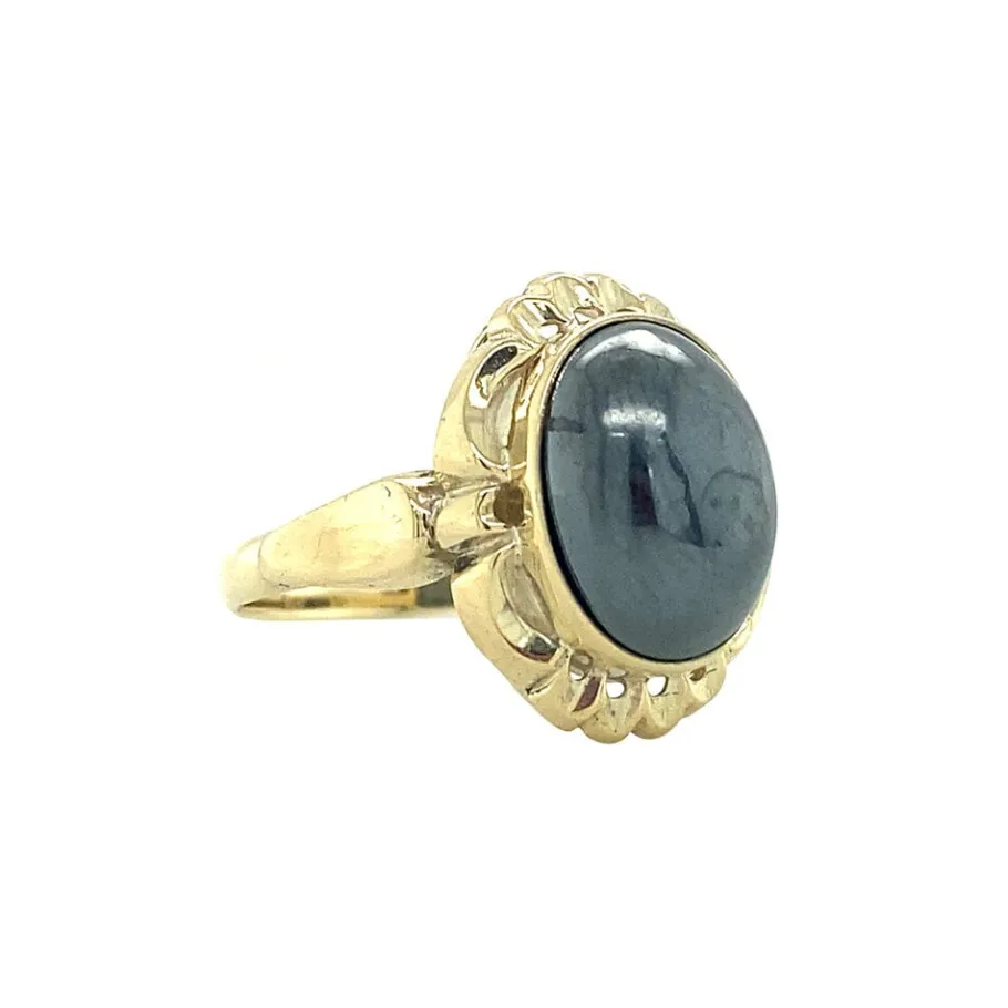 gold_ring_with_haematite__2-3.webp Gold ring with haematite 14 krt>Vintage Jewellery Online