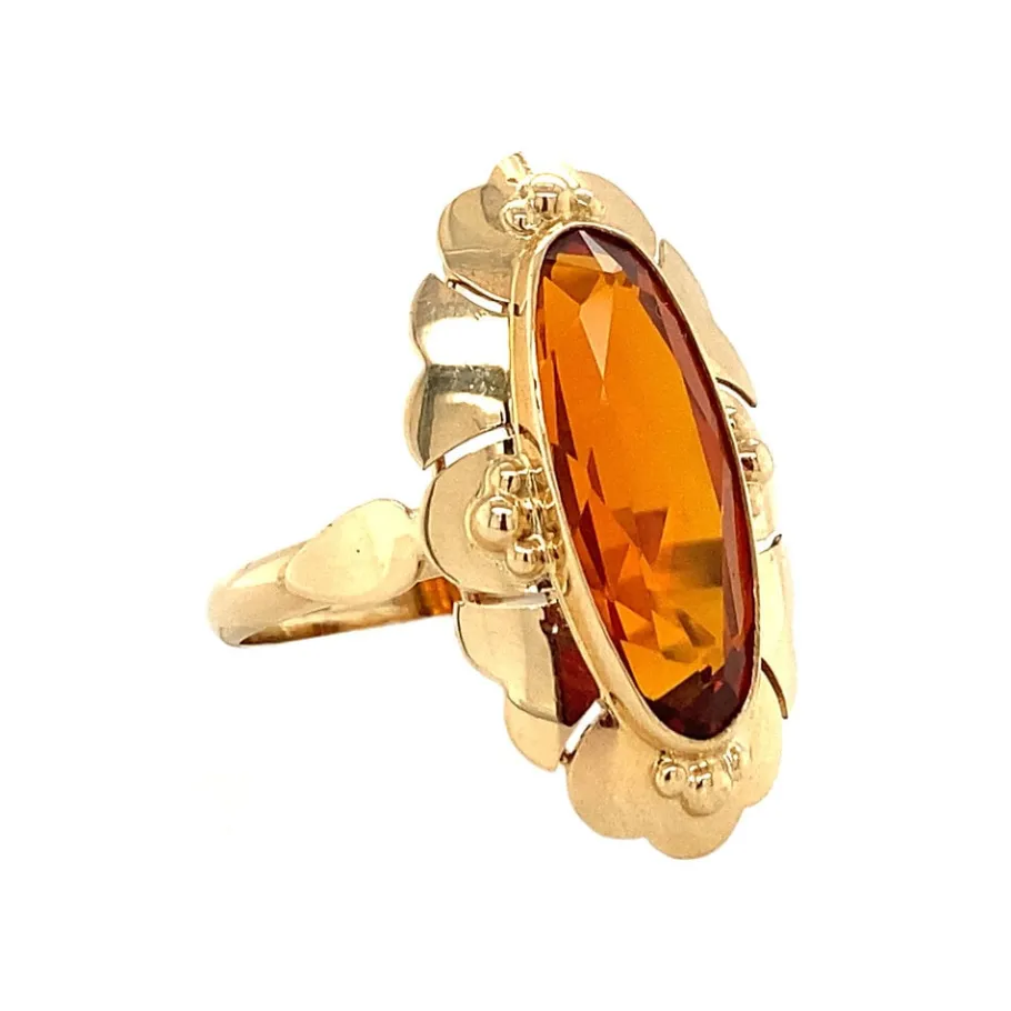 gold_ring_with_orange_spi_2.webp Gold ring with orange spinel 14 krt>Vintage Jewellery Clearance