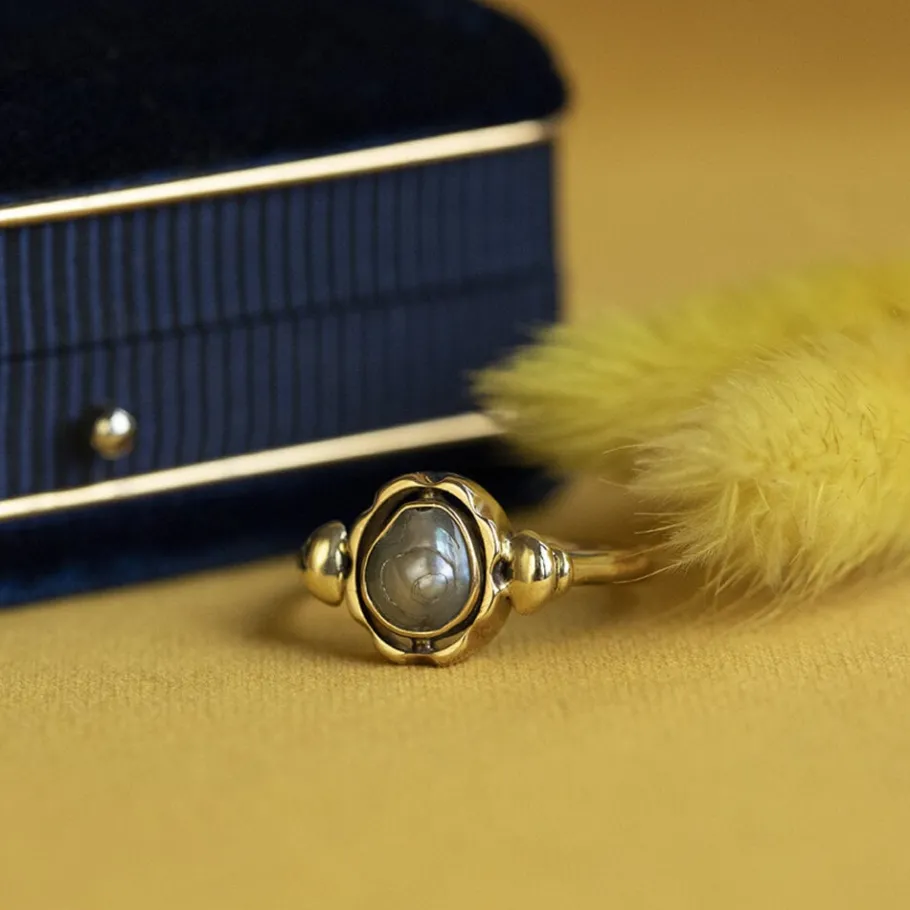 Gold ring with pearl 14 krt>Vintage Jewellery Clearance